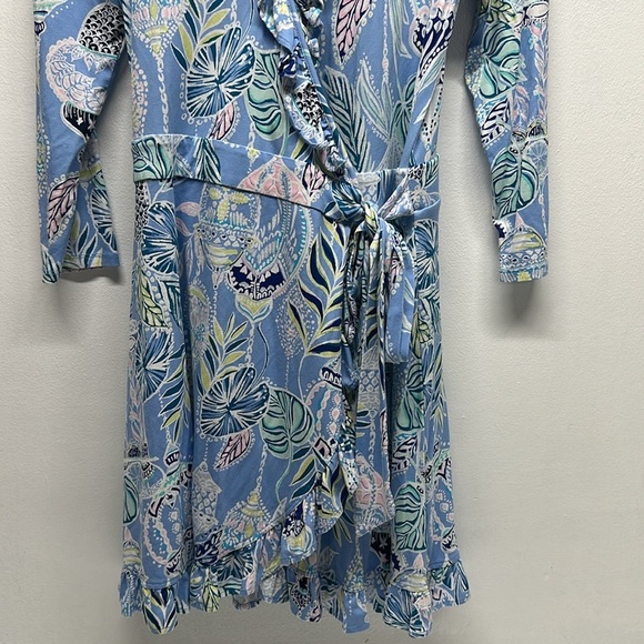 Lilly Pulitzer Jessalynne Wrap Romper V-Neck Peri Lapis Lantern Light Blue Small - Picture 8 of 13